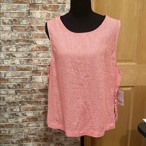 NWT Croft & Barrow Red & White Gingham Sleeveless Tank Top Summer Cottagecore L
